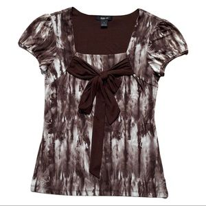 Woman’s Brown Tie Dye Bow Tie Blouse